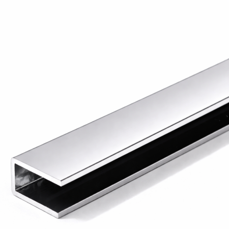 Опорный профиль для стекла 8мм, 19х13х2мм, длина 3000мм, алюминий, хром